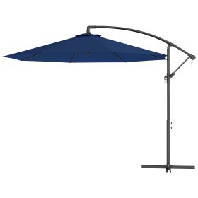 Outsunny 10' Cantilever Tilt Offset Patio Umbrella w/ UV & Water Safe Material & Cross Base (Weight Not Included), Navy Blue