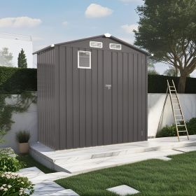 6X 3.5FT Metal Outdoor Storage Shed, Tool Shed with Peaked Roof Watertight with Clear Window and Lockable Door Compact Metal Tool Room for Garden