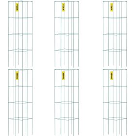 VEVOR Tomato Cages, 14.6" x 14.6" x 39.4", 6 Packs Square Plant Support Cages, Green PVC-Coated Steel Tomato Towers for Climbing Vegetables, Plan