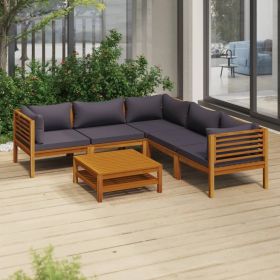 6 Piece Patio Lounge Set with Cushion Solid Acacia Wood