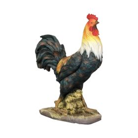 22.4" Rooster Garden Statues for Garden - Life Sized Concrete Chicken Decorations Cock Art Decor Statues for Outdoor, Garden, Lawn