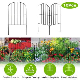 10Pcs Decorative Garden Fence Rustproof Iron Wire Arched Fence Animal Barrier Border 12.59' Width 23.93' Length For Yard Landscape Patio Outdoor