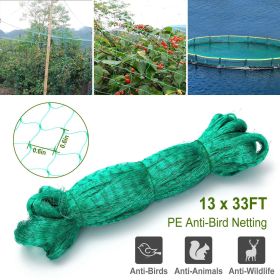 13x33ft Heavy-Duty PE Garden Netting, 430sqft Bird and Animal Protection, 0.6in x 0.6in Mesh, UV-Resistant, Multi-Purpose for Plants