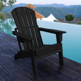 HDPE Folding Adirondack Chairs With Cup Holder (Option: Black-1pack)