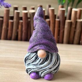 1pc Garden Gnome Resin Statue; Faceless Doll Figures Miniature Home Decoration For Lawn Ornaments Indoor Or Outdoor Patio Deck Yard Garden Lawn P (Color: PURPLE)