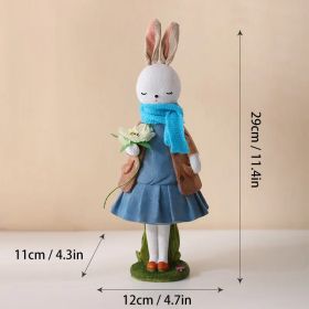 Cute Resin Rabbit Table Ornament Standing Rabbits Bunny Decorations Easter Party Home Garden Wedding Ornament Happy Easter Decor (Color: 29 CM-C, Ships From: CN)