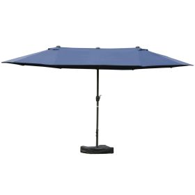 15ft Double-Sided Patio Umbrella Rust-Resistant Steel Umbrella For Poolside Shade, For Easy Crank Deck, Pool, Patio, Dark Blue (Color: Blue)